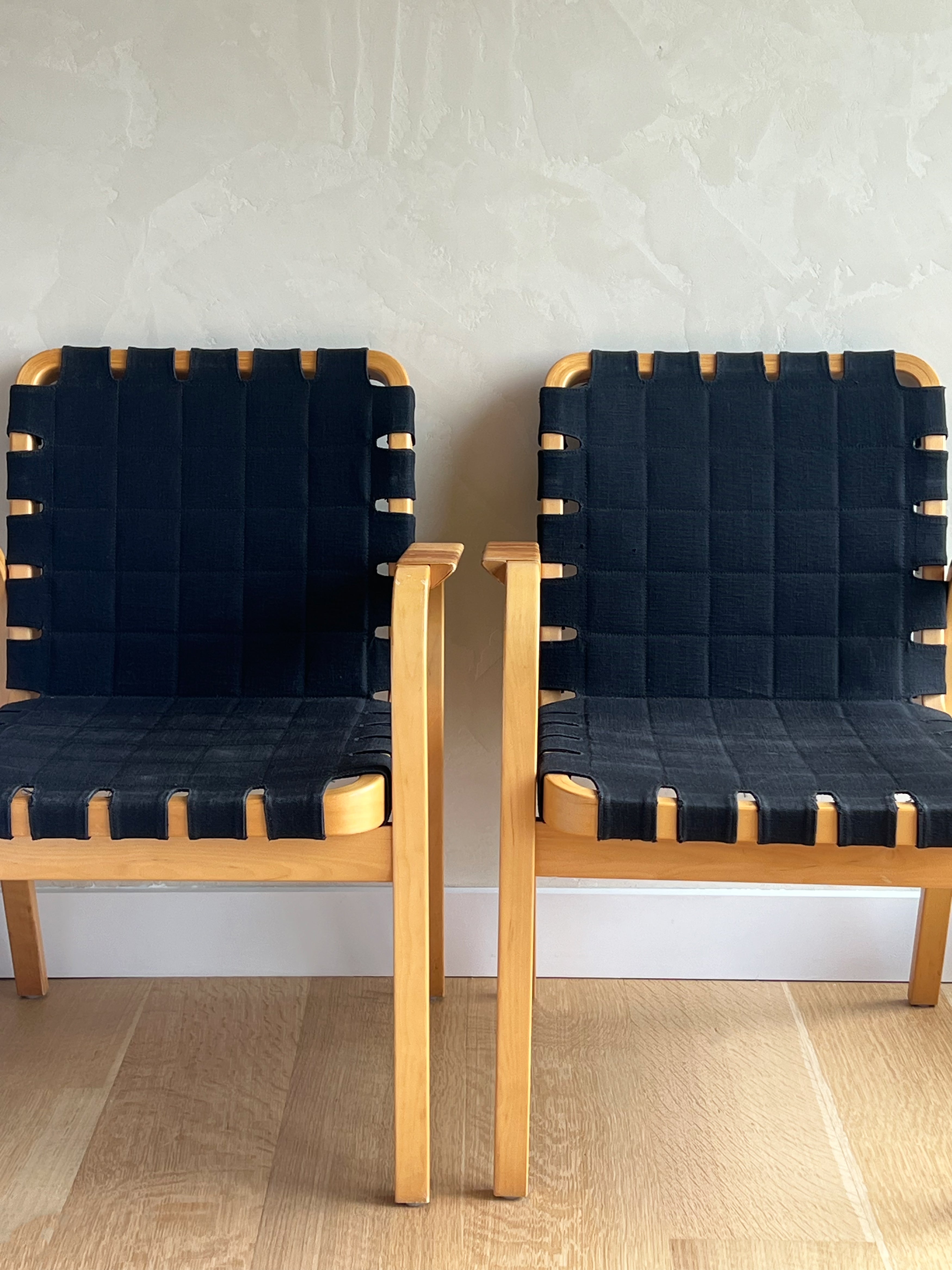 1960s Alvar Aalto Model 45 Arm Chair w/ Rattan Wrapped Arm Rests