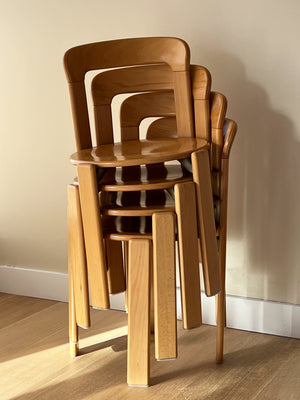 Set of 4 Vintage Bruno Rey "Rey" Chairs, Beechwood