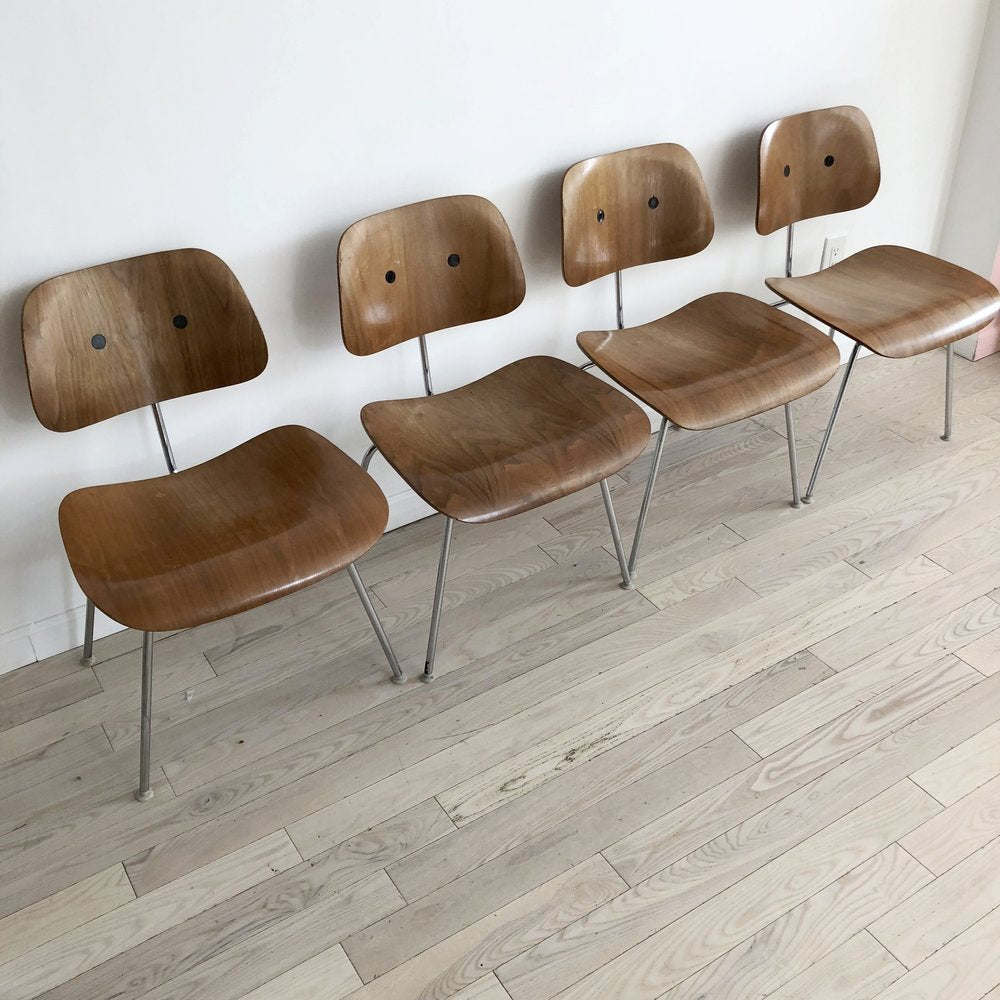 Original Early Eames for Herman Miller DCM Set of 4 Chairs