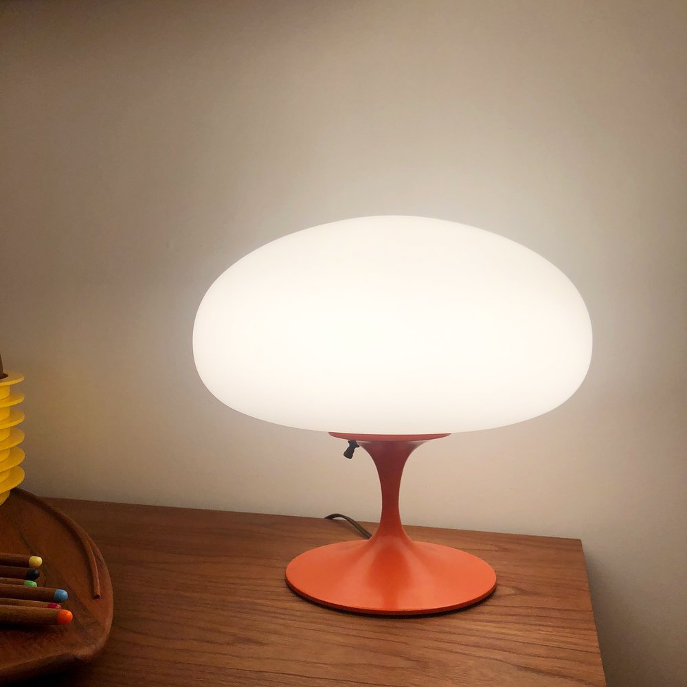 1960s Orange Laurel Lamp w/ Frosted Glass Mushroom Shade – Home Union NYC