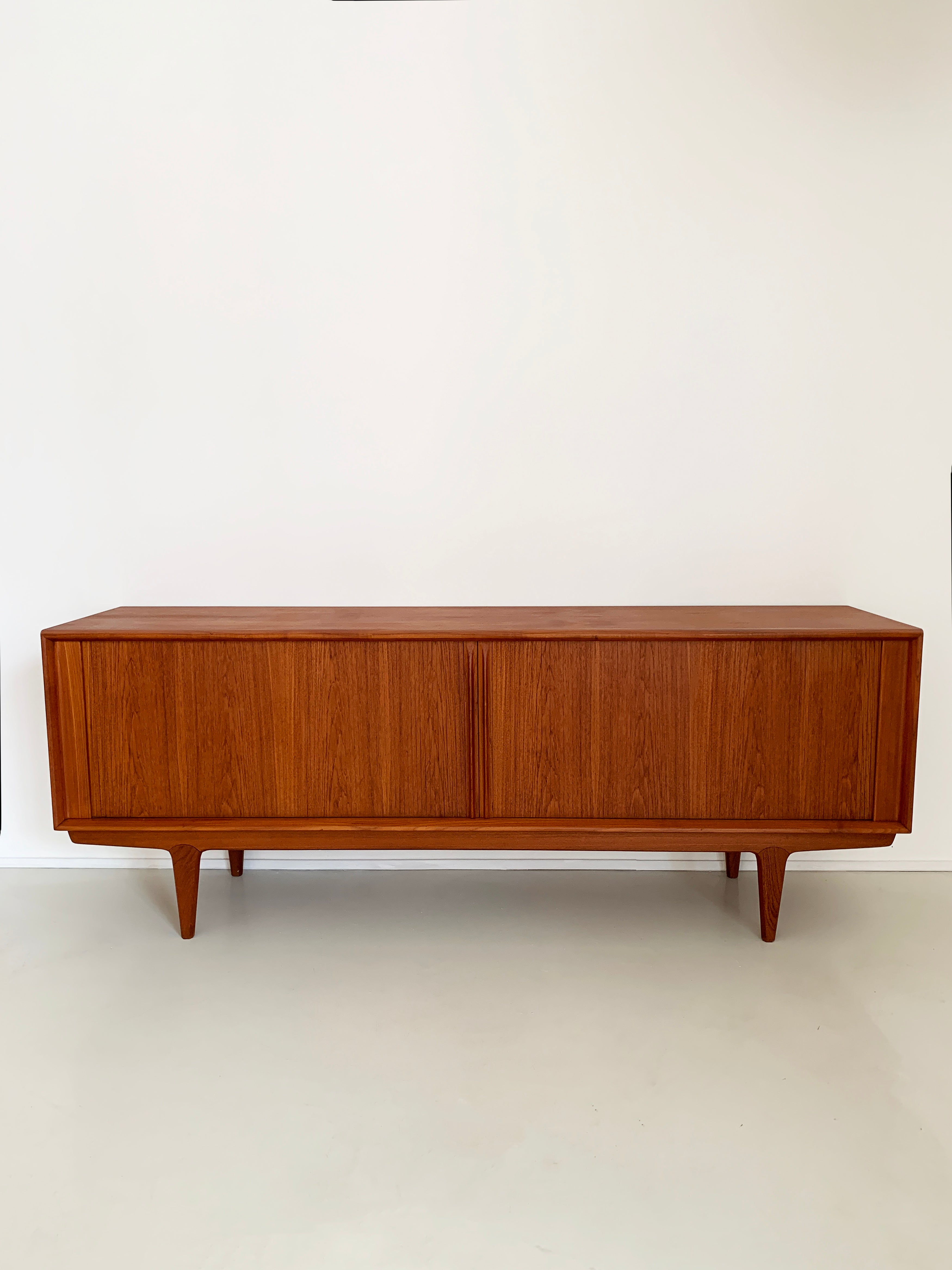 1960s Bernhard Pedersen and Son Teak Tambour Door Credenza Model