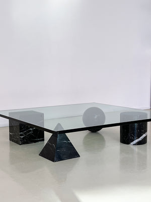 Vintage Black Marble Metafora Coffee Table by Massimo Vignelli