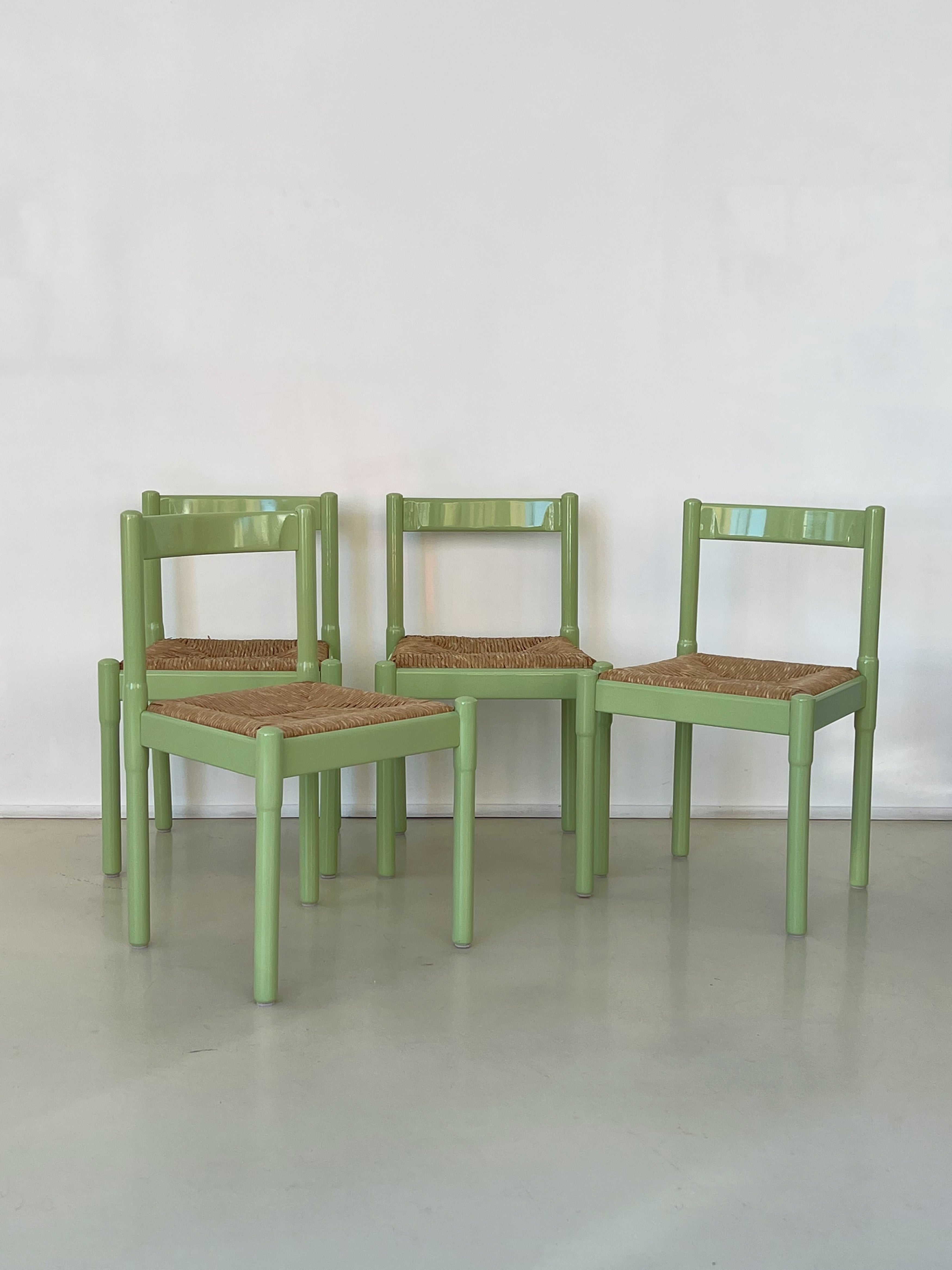Vintage Green Carimate Dining Chairs by Vico Magistretti -Set of 4