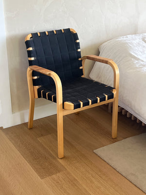 1960s Alvar Aalto Model 45 Arm Chair w/ Rattan Wrapped Arm Rests