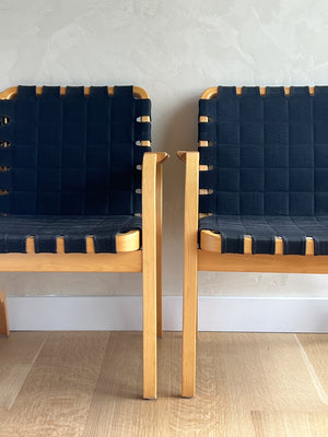 1960s Alvar Aalto Model 45 Arm Chair w/ Rattan Wrapped Arm Rests