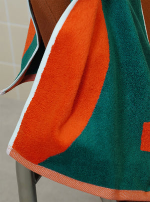 Coral Red + Hunter Green Bamboo Hand Towel