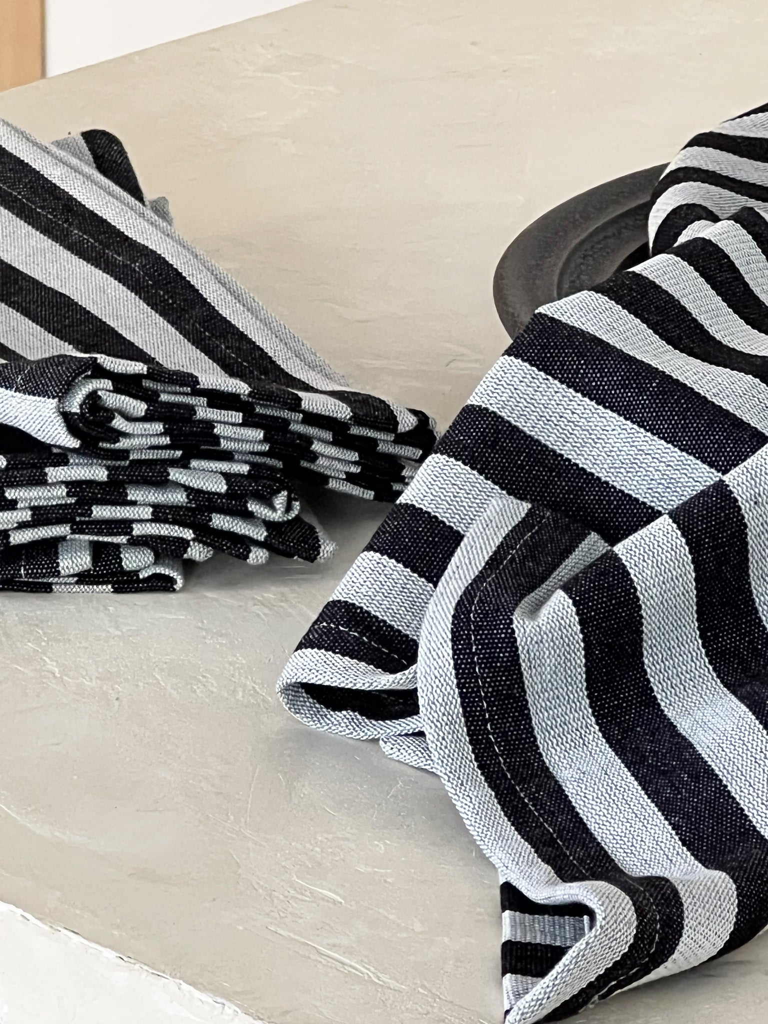 Bold Black Striped Handwoven Linen Napkin