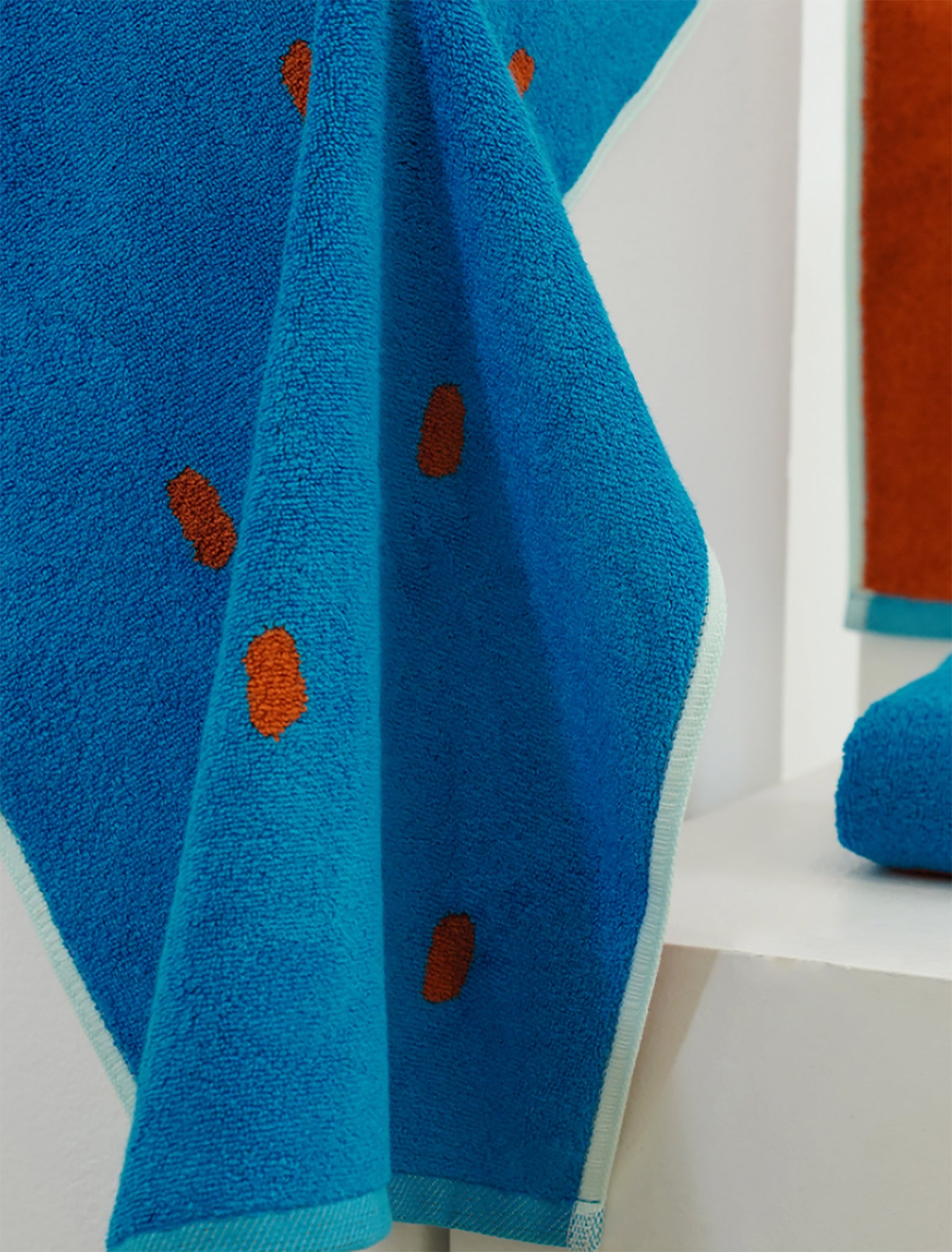 Bright Blue + Terractota Bath/Beach Bamboo Towel - SALE