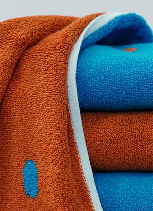 Terracotta + Bright Blue Bamboo Hand Towel