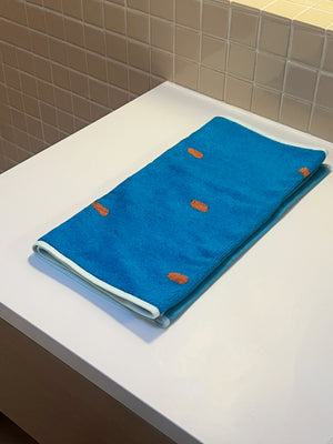 Terracotta + Bright Blue Bamboo Hand Towel