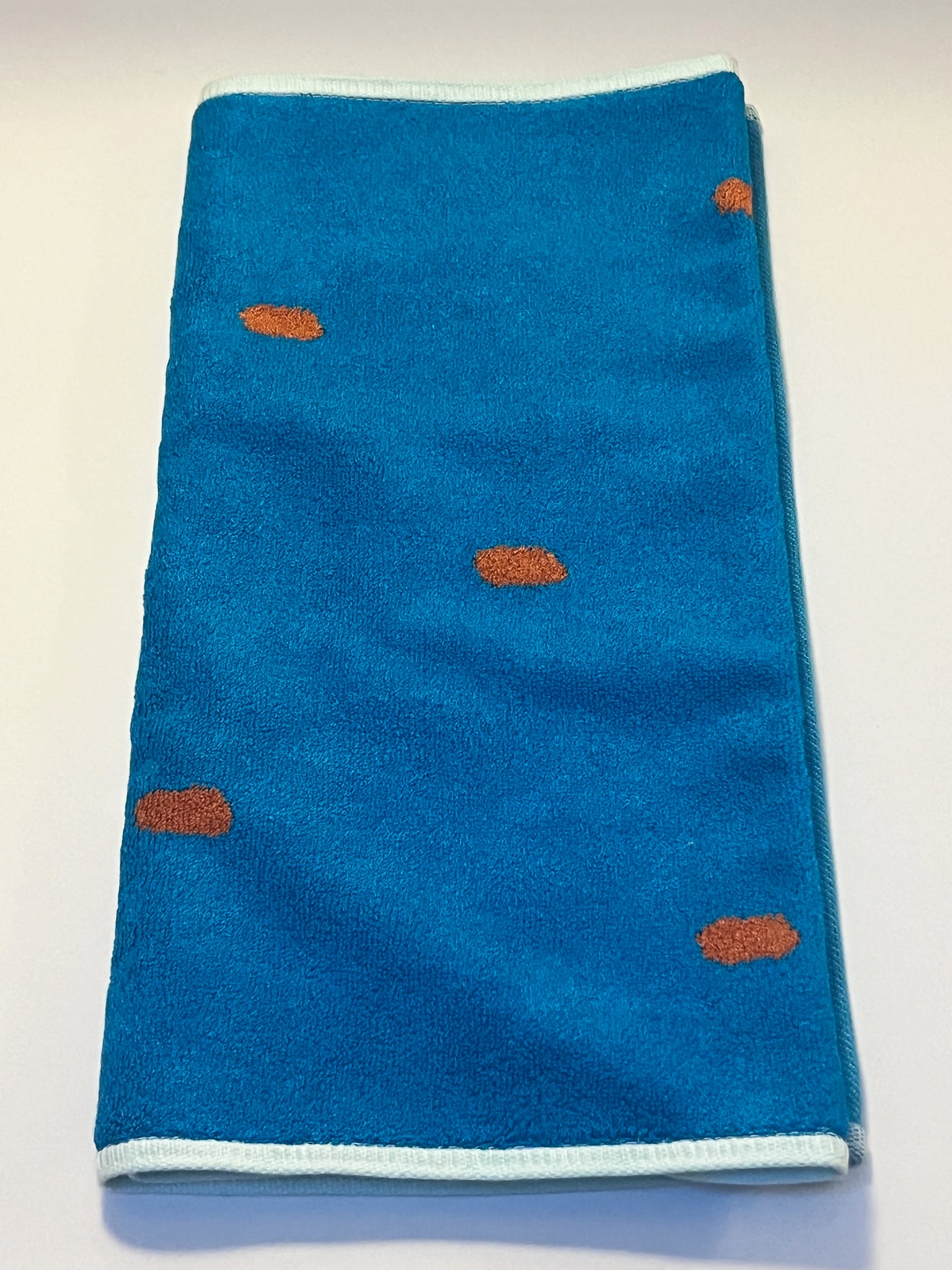 Terracotta + Bright Blue Bamboo Hand Towel