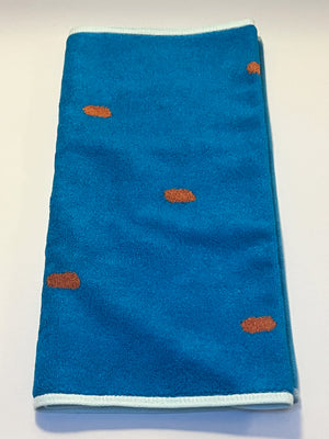 Terracotta + Bright Blue Bamboo Hand Towel