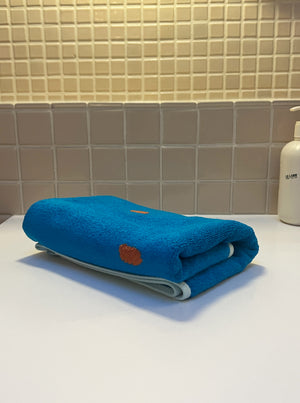 Terracotta + Bright Blue Bamboo Hand Towel