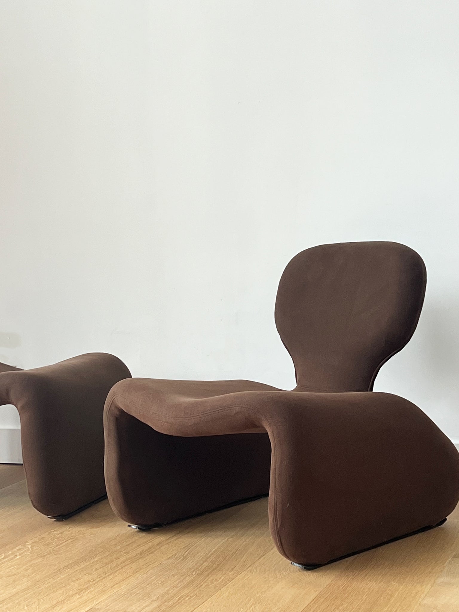 1960s Chocolate Brown Olivier Mourgue For Airborne Djinn Chair + Ottoman