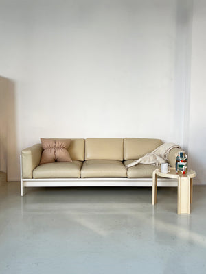 Vintage Tobia Scarpa Butter Cream Leather Bastiano Sofa for Knoll