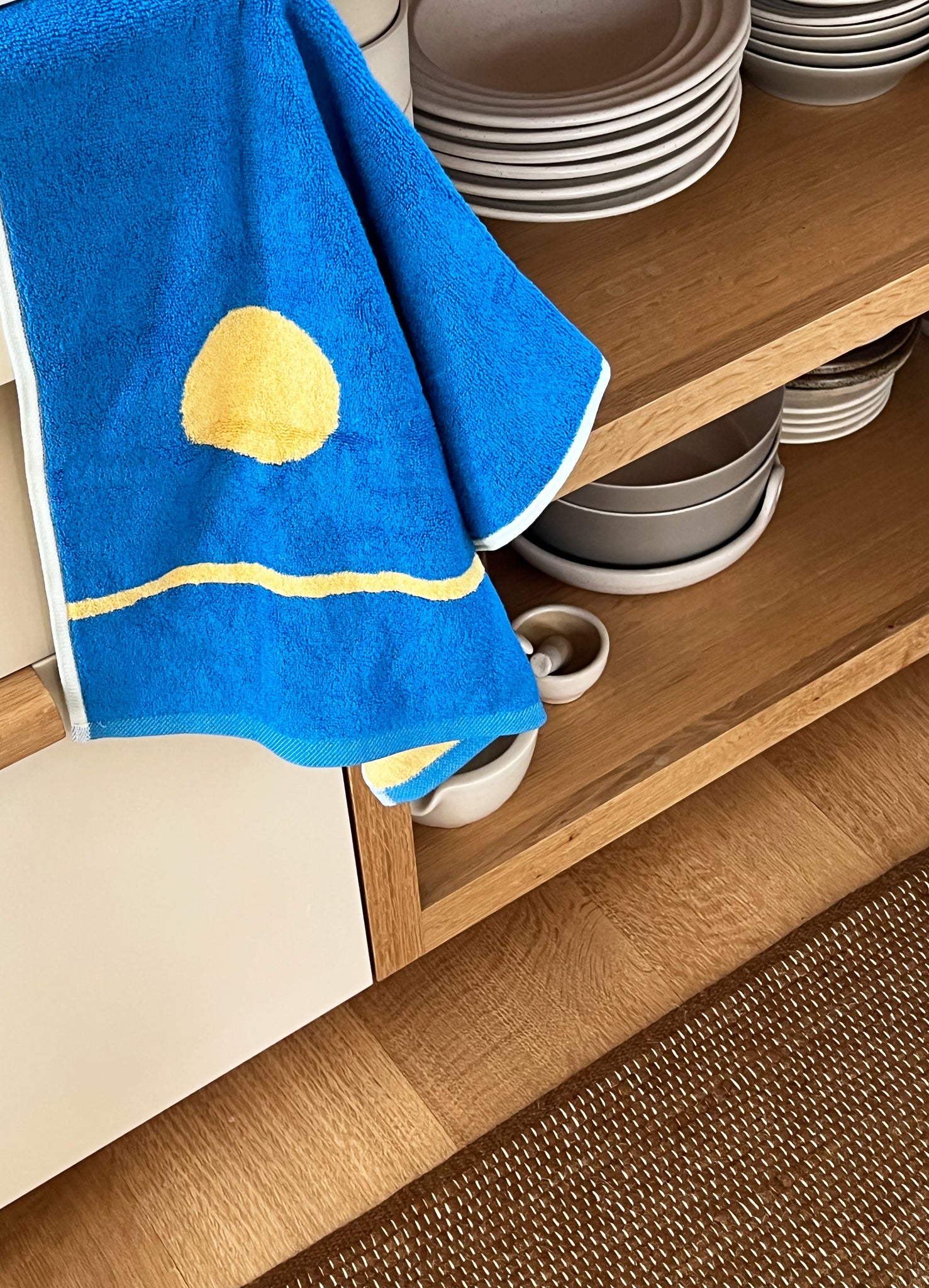 Bright Blue + Yellow Bamboo Hand Towel