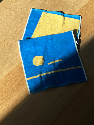 Bright Blue + Yellow Bamboo Hand Towel - SALE