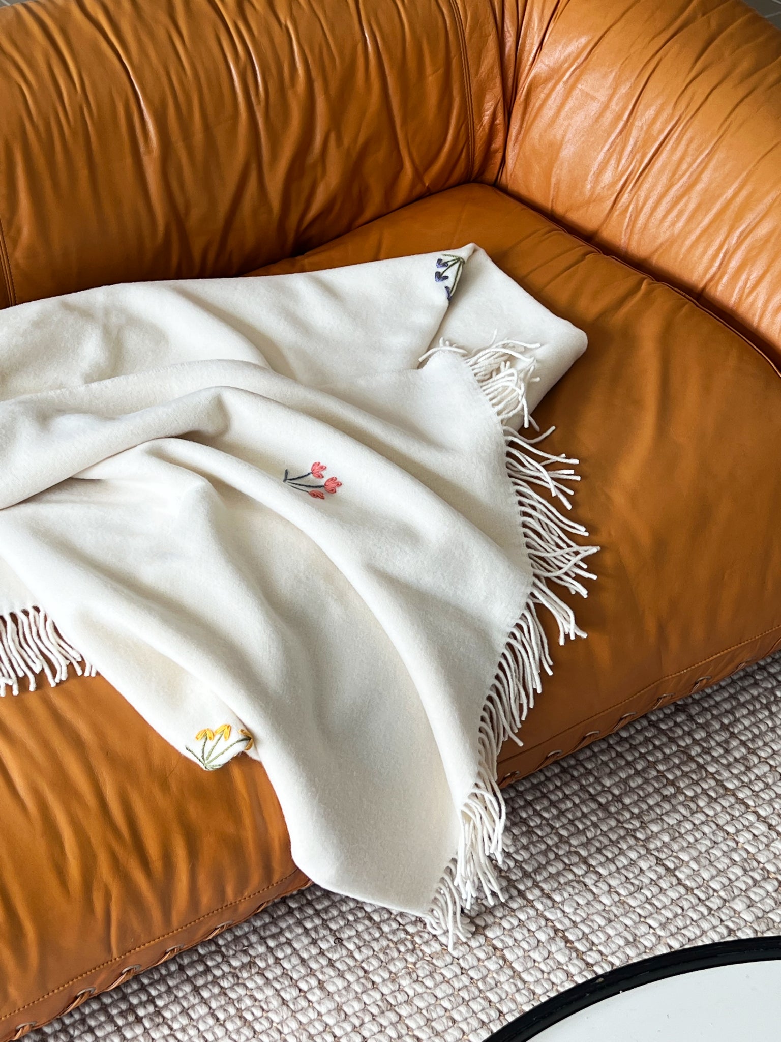 Pure Virgin Wool Italian Blanket with Hand Embriodery