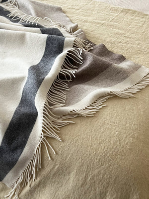 Pure Wool Italian Blanket Natural Stripes