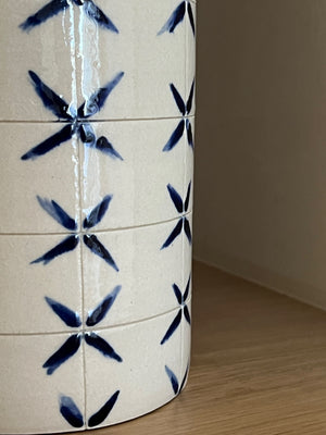 Handmade Ceramic Cylinder Vase in Gridded Tiles