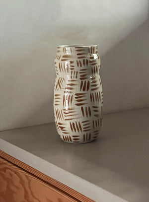 Handmade Ceramic Hashmark Gourd Vase