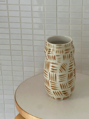 Handmade Ceramic Hashmark Gourd Vase