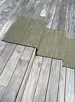 Hand-Woven Pea Green Wool Textured Rug by Home Union