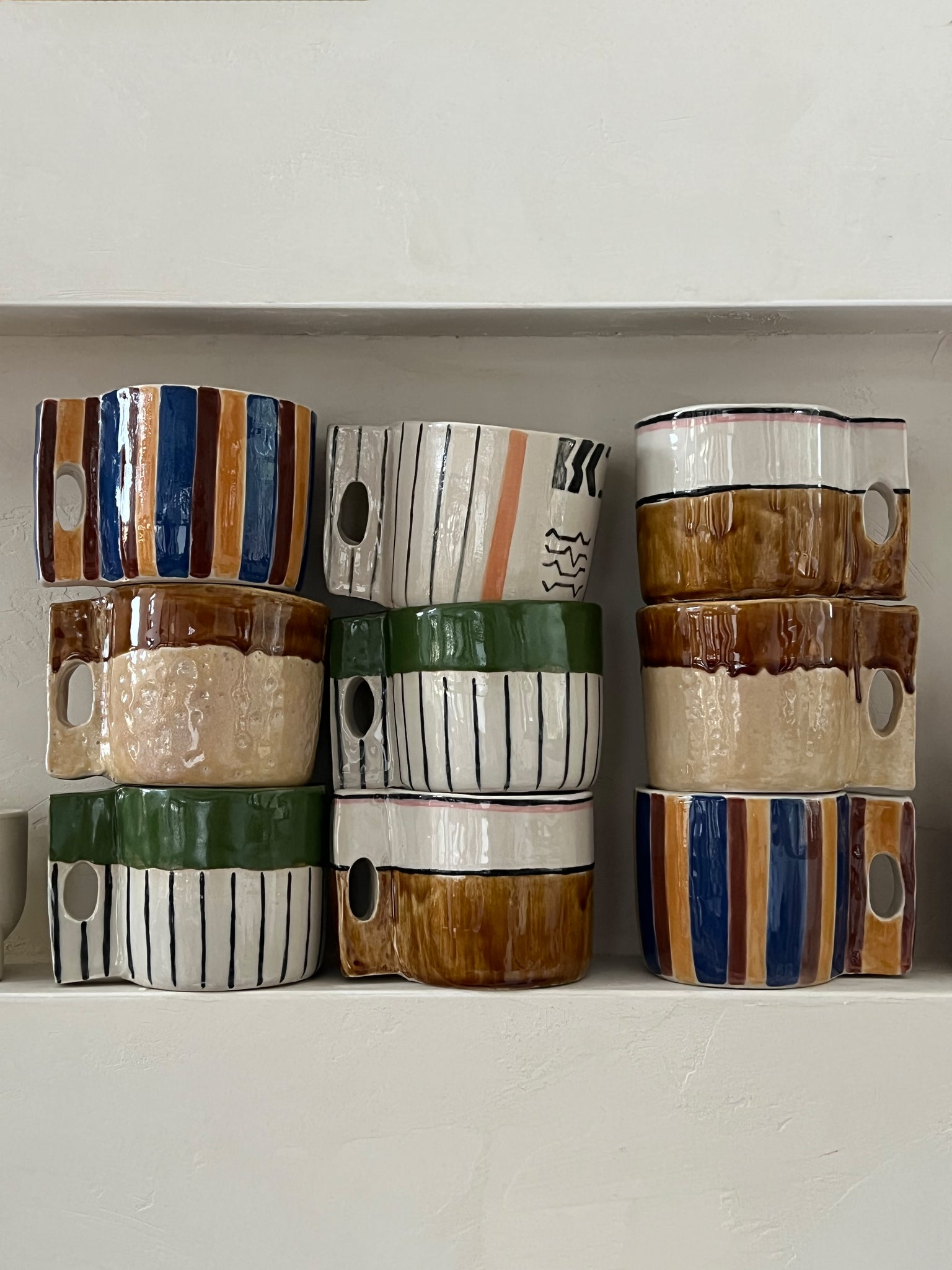 Thick Stripes Handmade Ceramic Stoneware Mug, Copenhagen