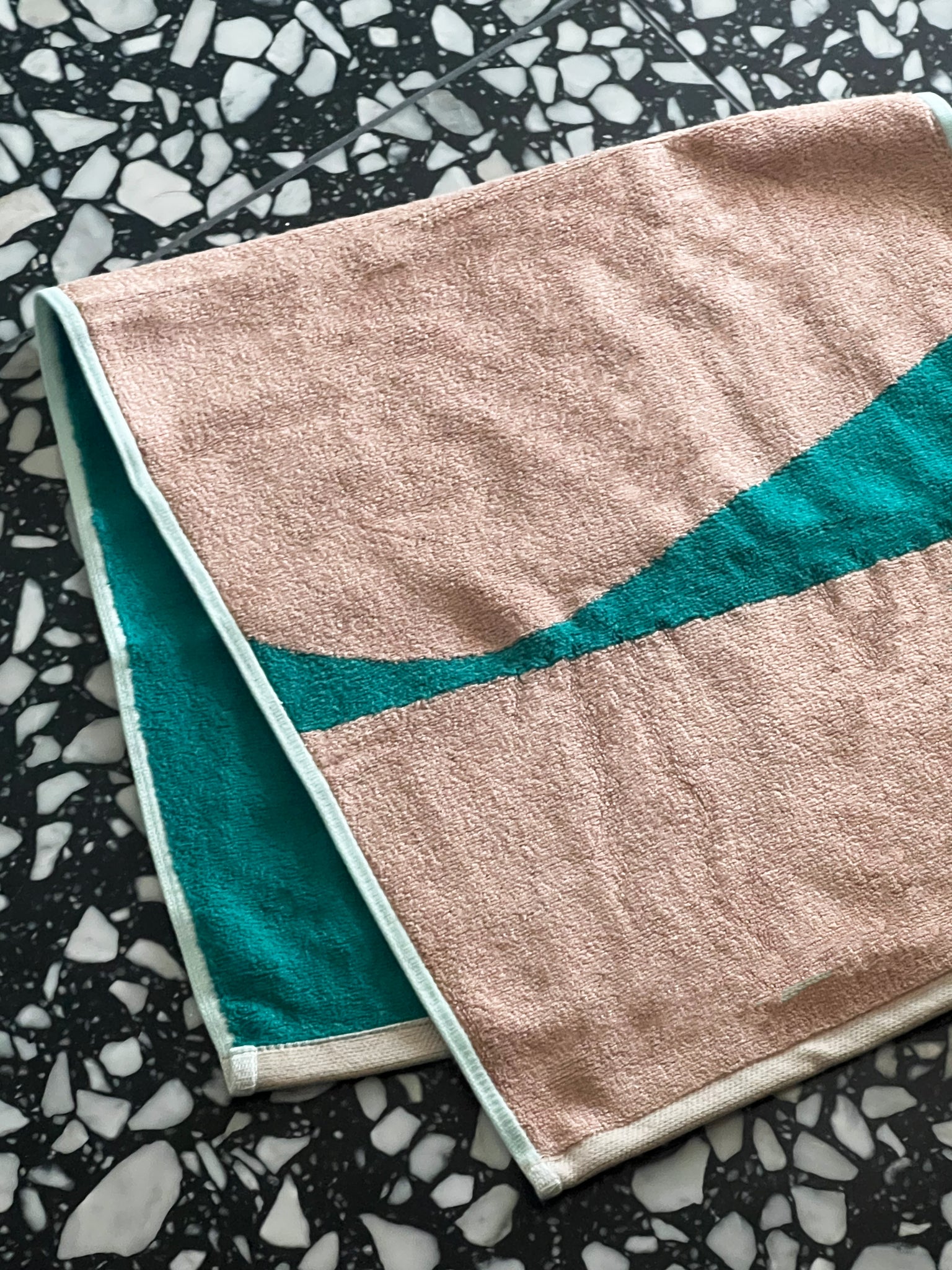 Salmon + Kelly Green Bamboo Hand Towel