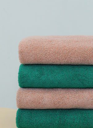 Salmon + Kelly Green Bamboo Hand Towel