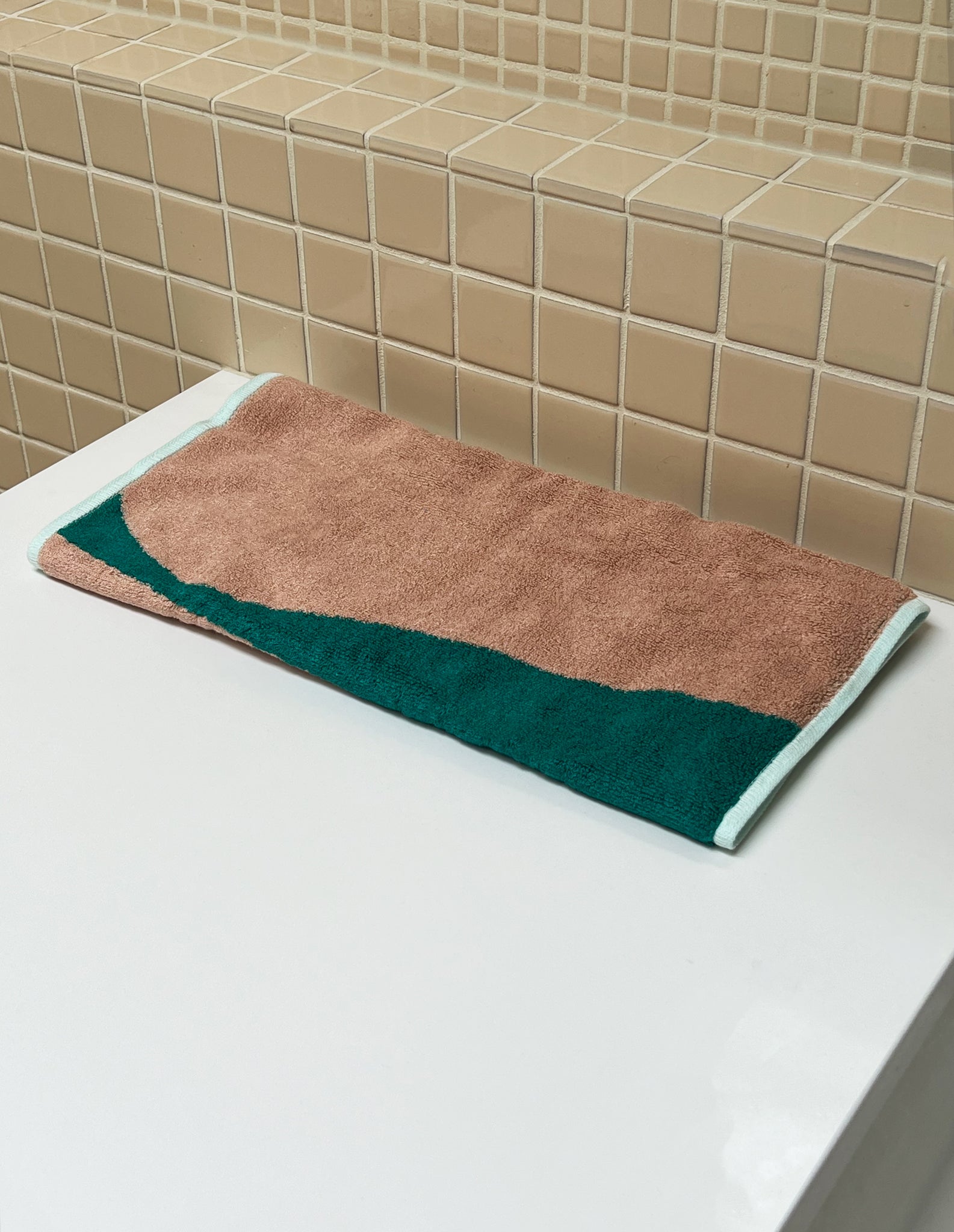 Salmon + Kelly Green Bamboo Hand Towel