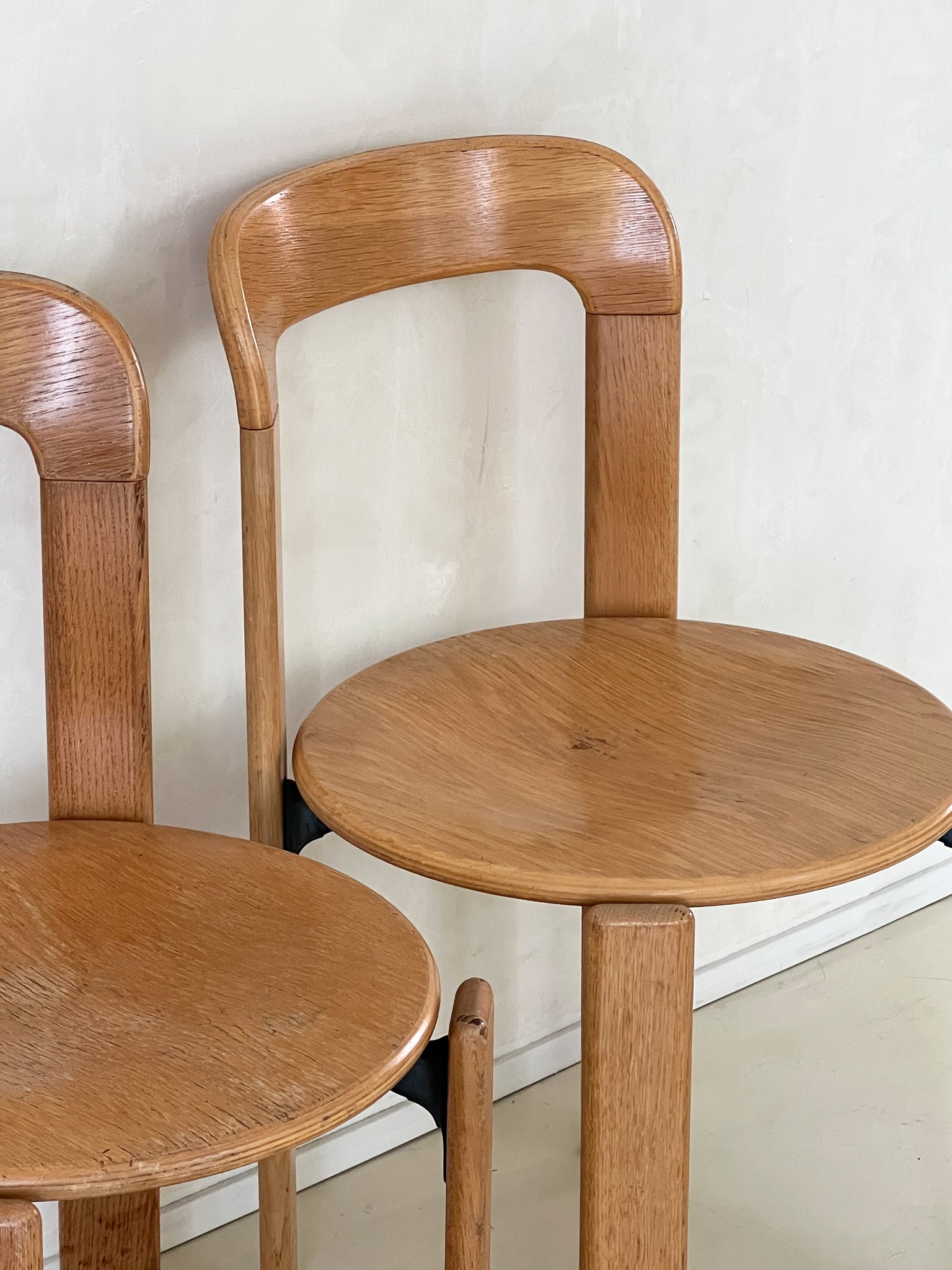 Vintage Oak Bruno Rey "Rey" Chairs, Pair