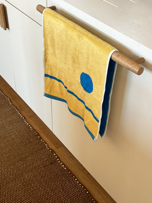 Bright Blue + Yellow Bamboo Hand Towel