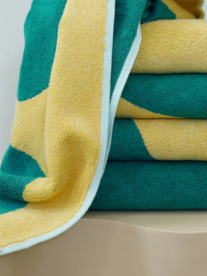 Pale Yellow + Green Bamboo Hand Towel