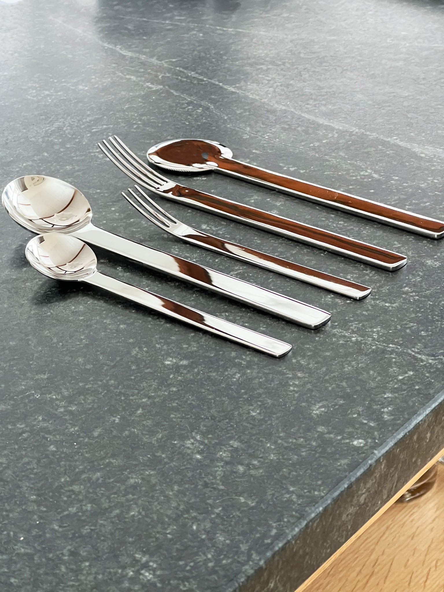 Stainless Steel Flatware 5-Piece Box Set by Japense Designer Takenobu Igarashi