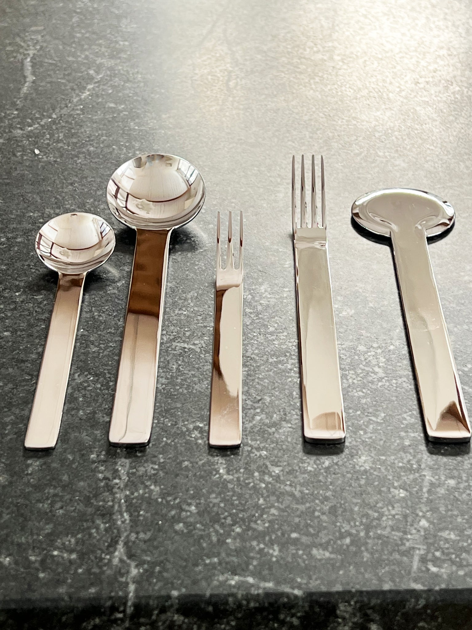 Stainless Steel Flatware 5-Piece Box Set by Japense Designer Takenobu Igarashi