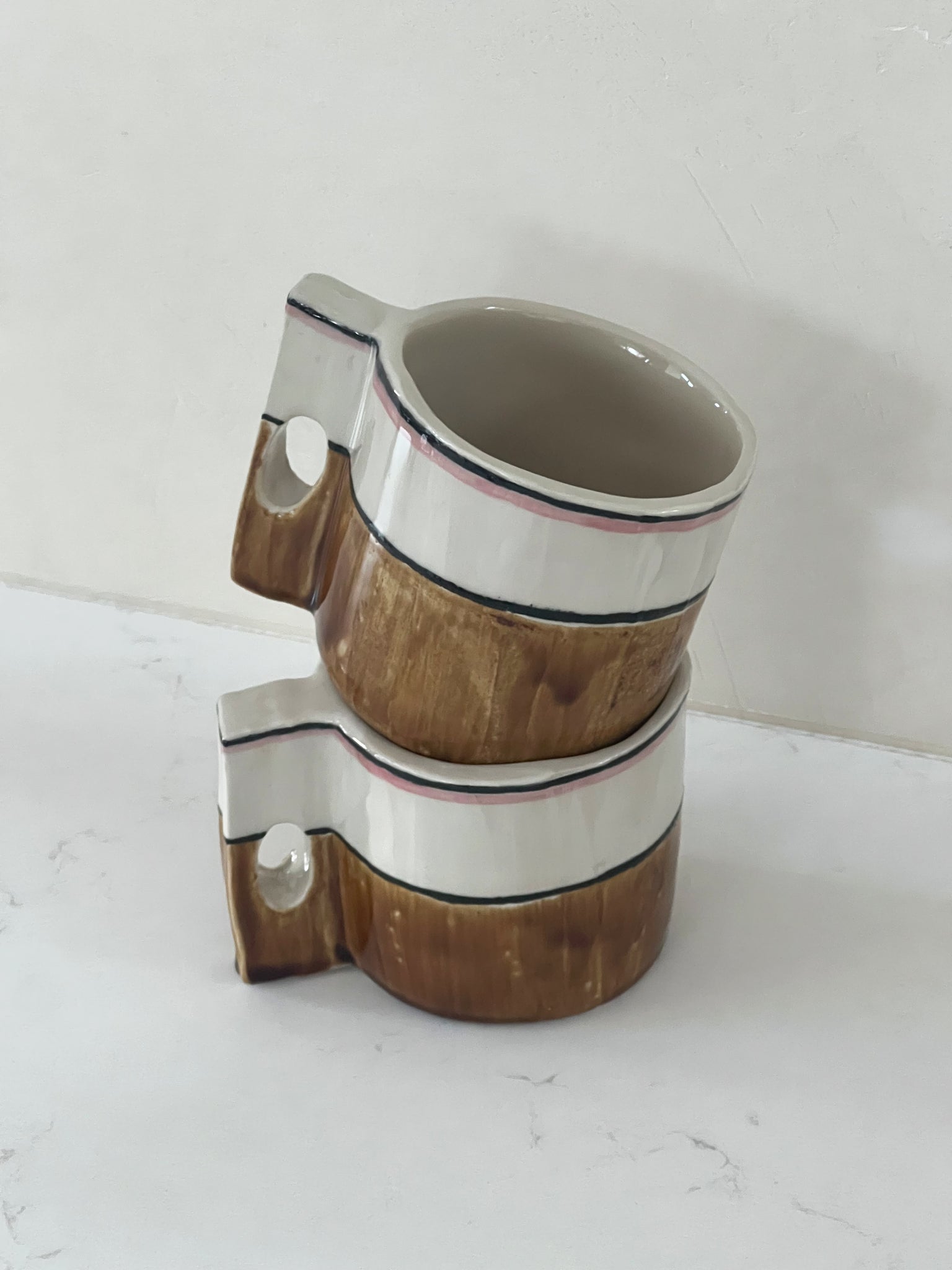 Pink Stripe Handmade Ceramic Stoneware Mug, Copenhagen
