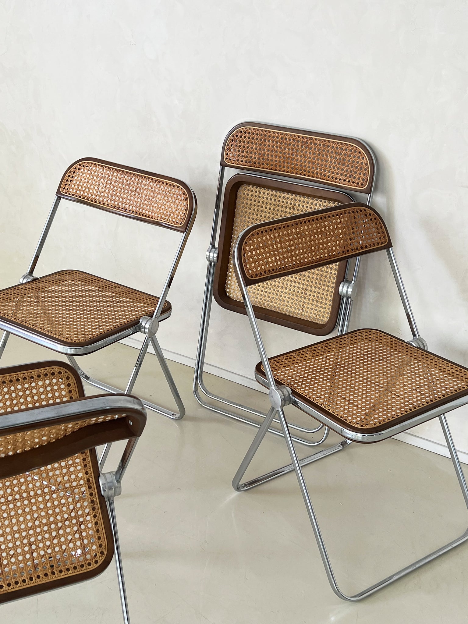 1960s Italian Giancarlo Piretti for Castelli Cane Plia Folding Chairs - Single