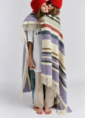 100% Virgin Wool Striped Luz Italian Blanket