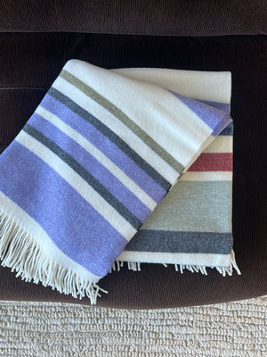 100% Virgin Wool Striped Luz Italian Blanket