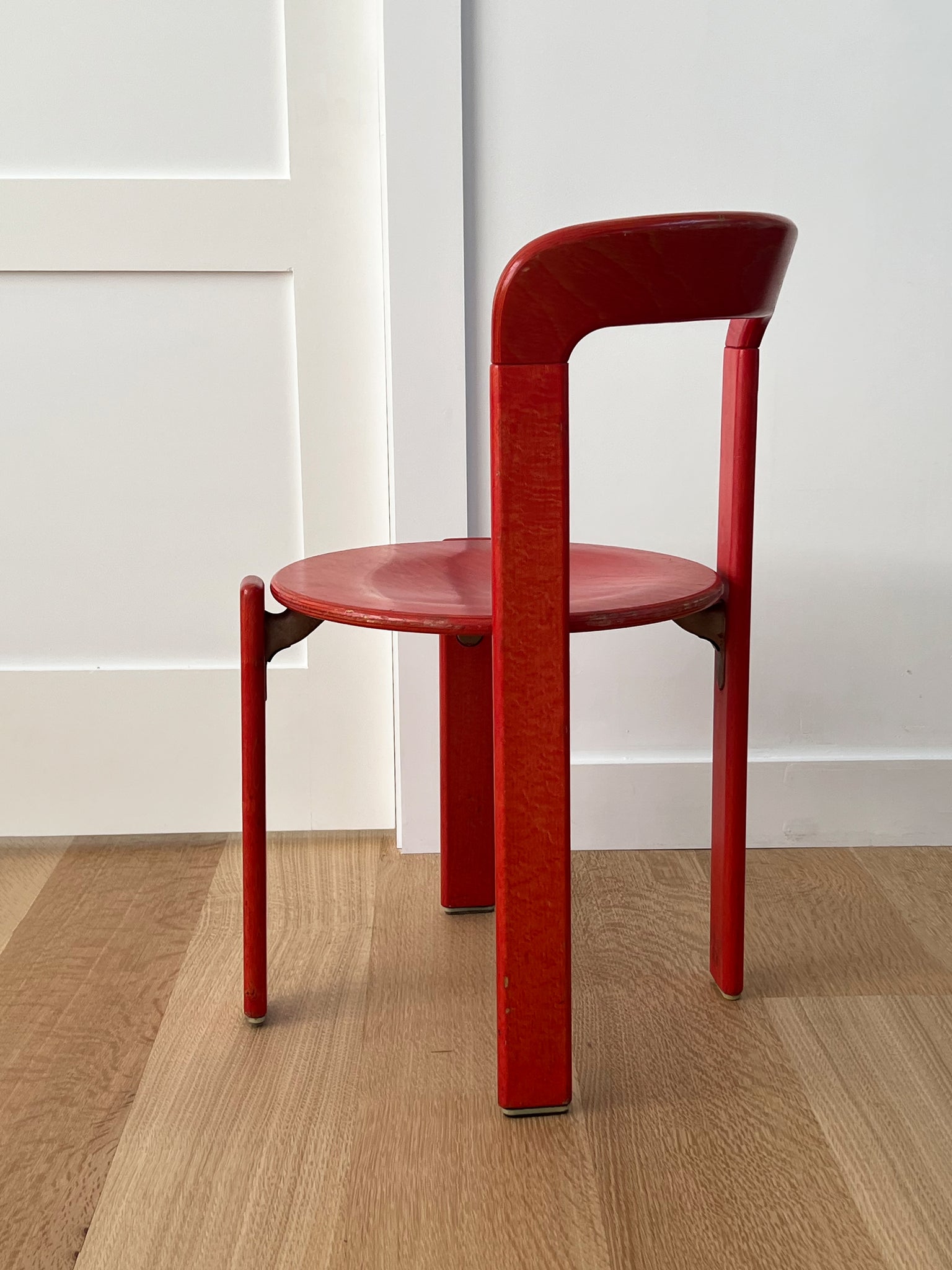 Set of 4 Vintage Bruno Rey Red Stain Rey Dining Chairs