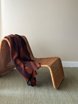 Pure Wool Striped Terracotta Tias Italian Blanket