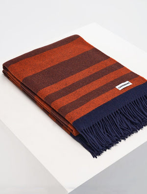 Pure Wool Striped Terracotta Tias Italian Blanket