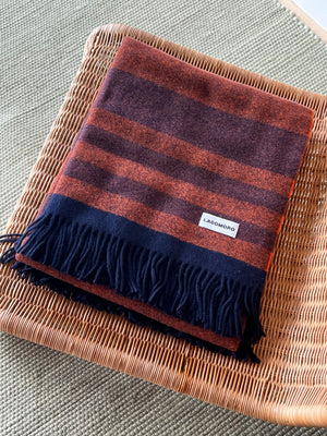 Pure Wool Striped Terracotta Tias Italian Blanket