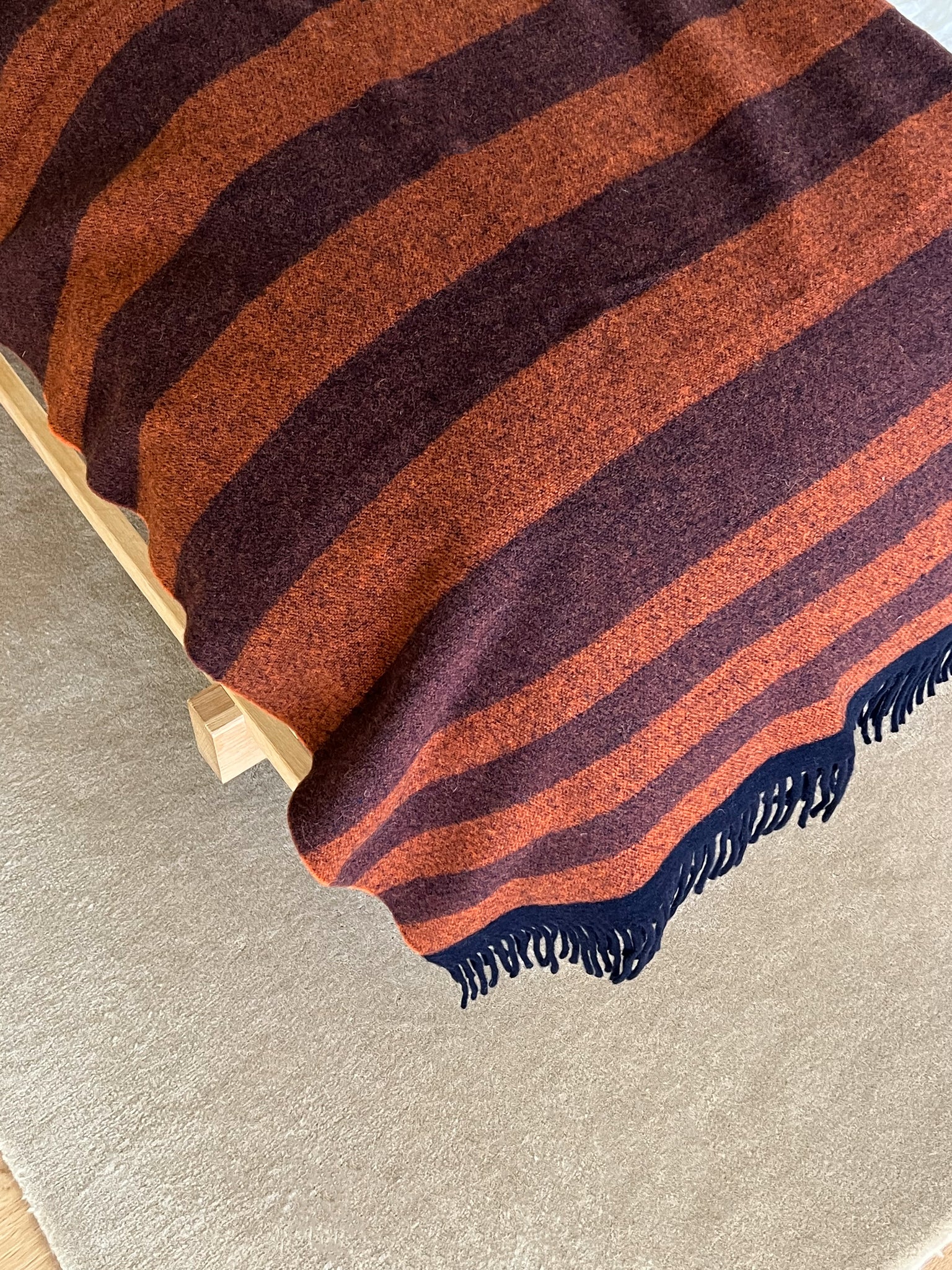 Pure Wool Striped Terracotta Tias Italian Blanket