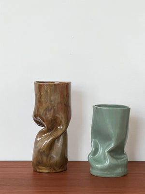 Femme Sole x Home Union Moss Green Ceramic Smoosh Vase