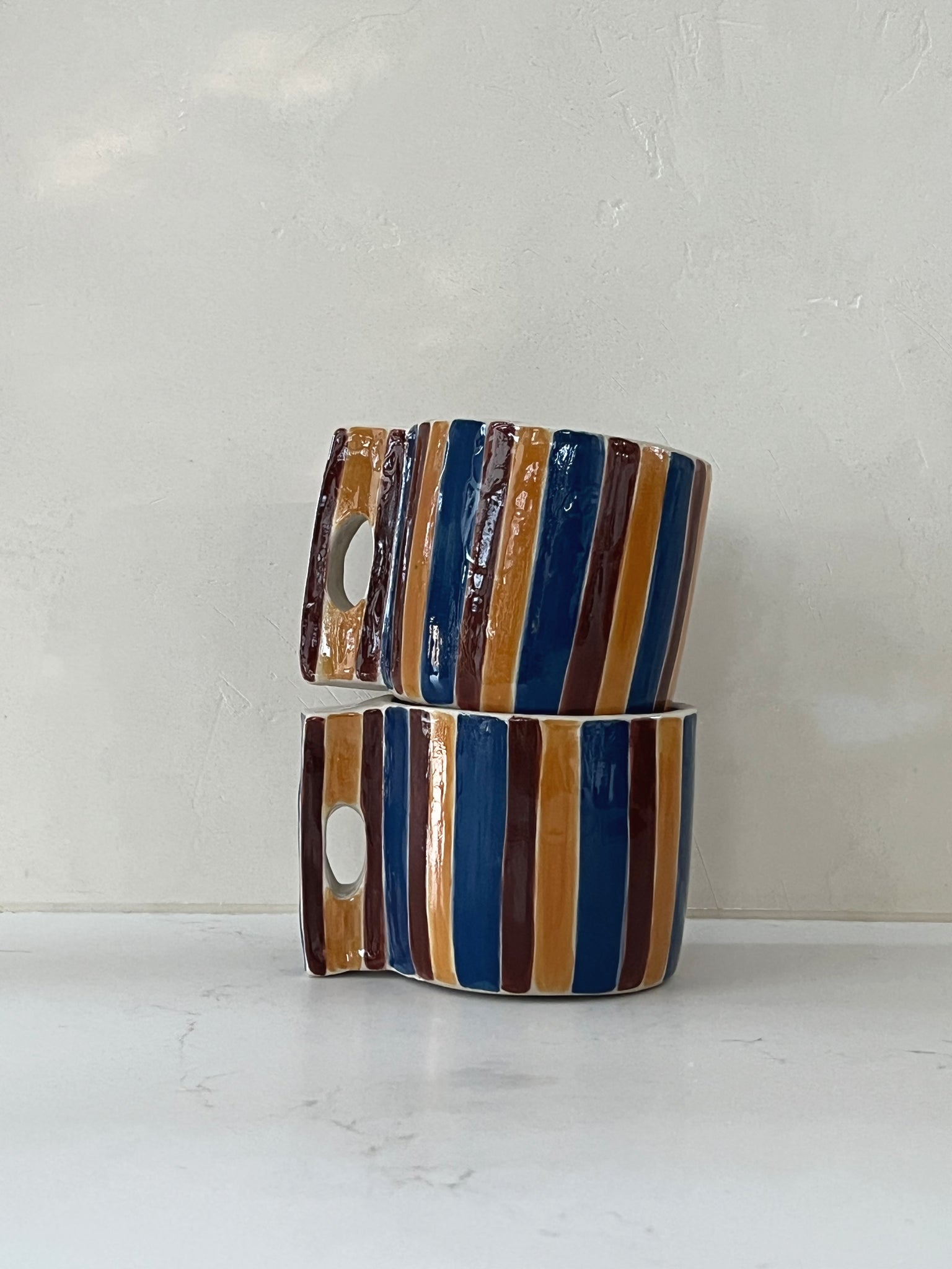 Thick Stripes Handmade Ceramic Stoneware Mug, Copenhagen
