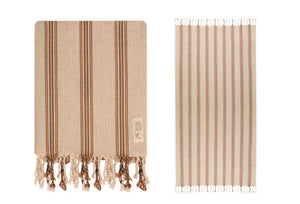 Natural Cotton Apricot Striped Linen/Cotton Towel
