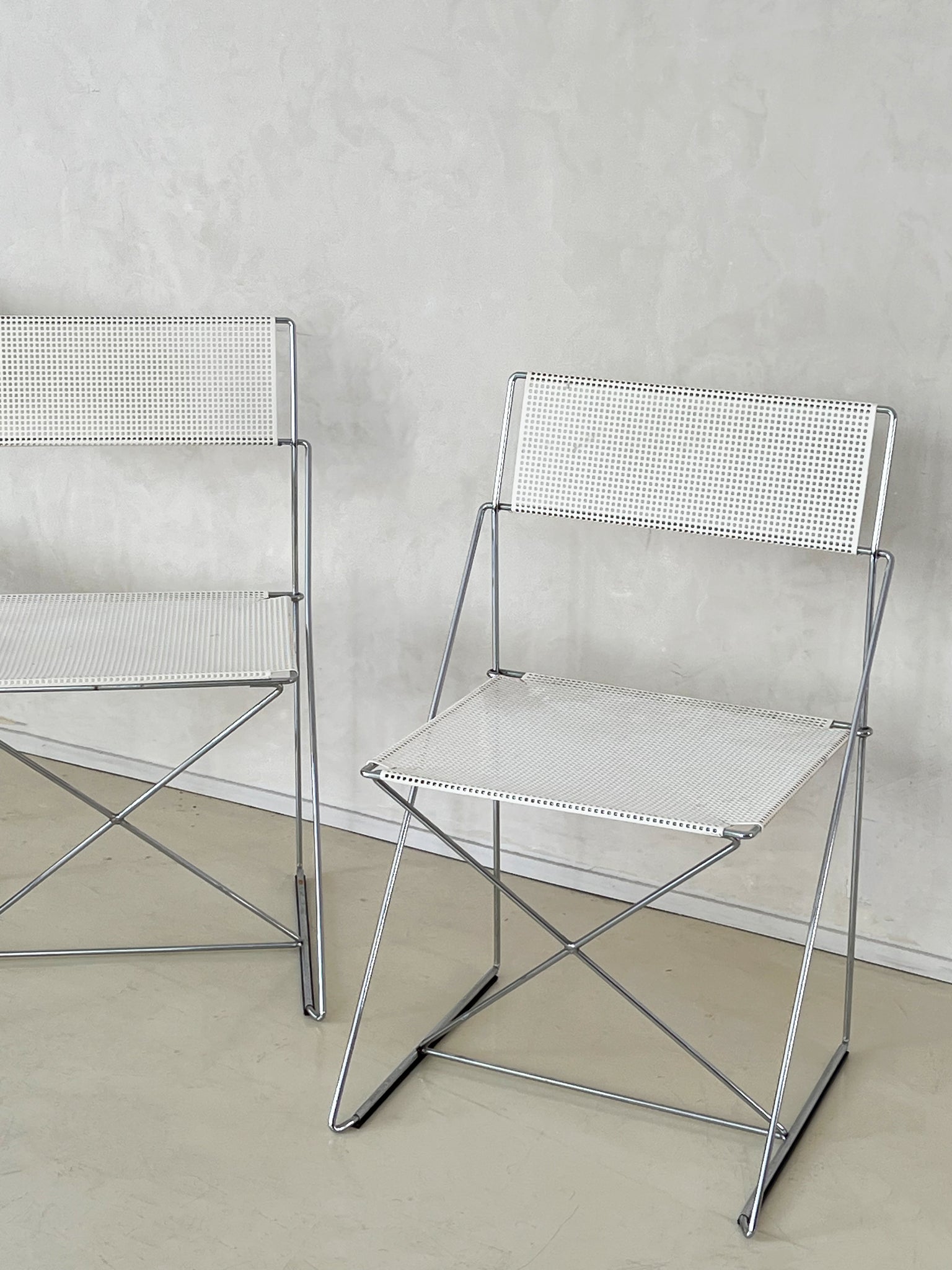 Metal X-Line Chairs by Niels Jørgen Haugesen for Hybodan, 1970s, Set of 4