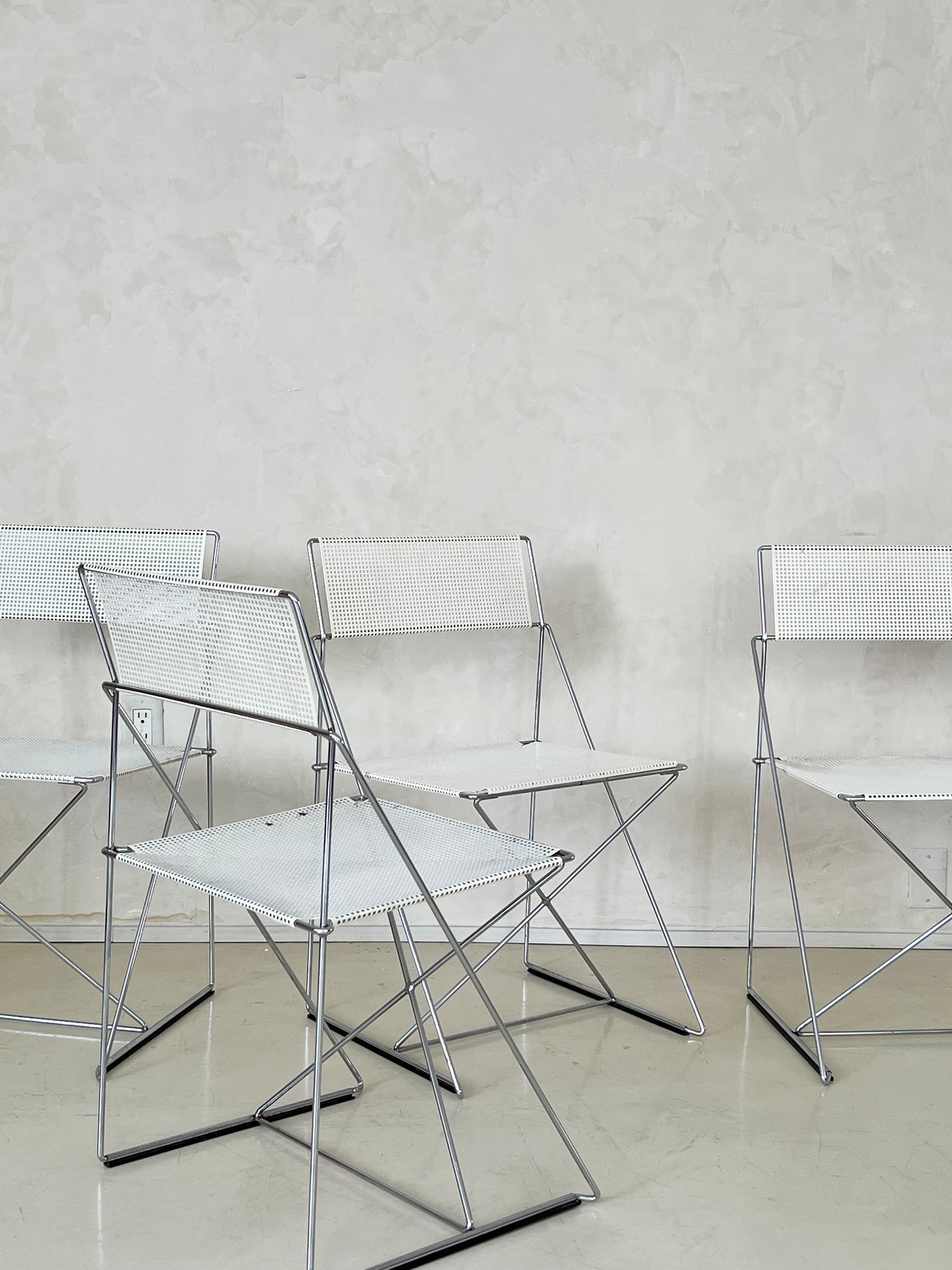 Metal X-Line Chairs by Niels Jørgen Haugesen for Hybodan, 1970s, Set of 4